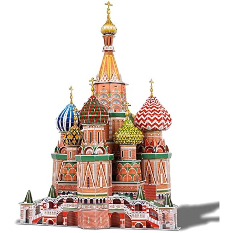 مجموعة احجية ثلاثية الابعاد للبالغين والاطفال، مجموعة بناء كاتدرائية سانت باسل، مجموعات نماذج حرفية لكاتدرائية روسيا، لعبة احجية جيغسو تعليمية ثلاثية الابعاد، هدية عيد ميلاد للكريسماس للمراهقين - Image 1